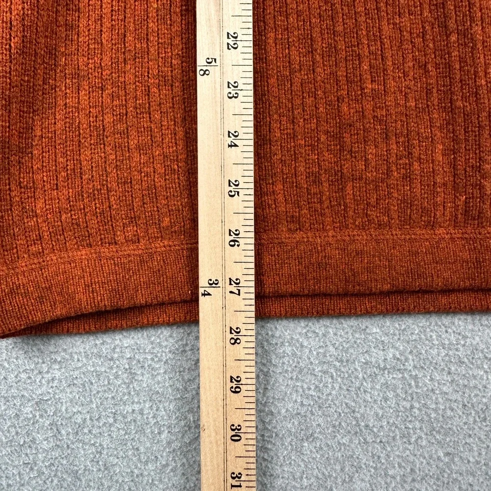Banana Republic Sweater Mens M Orange Lambswool Cashmere 1/4 Zip‎ Elbow Patches